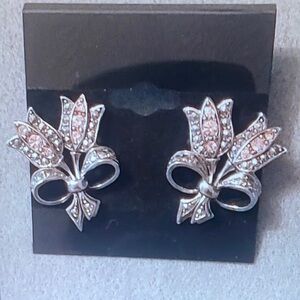 Elegant Silver and Pink Crystal Earrings